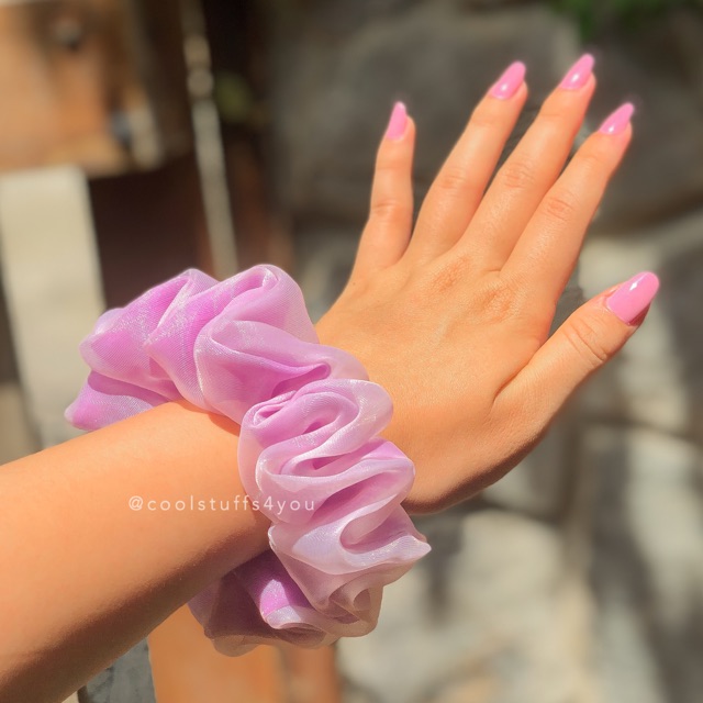 Đồ buộc tóc scrunchies voan phồng 2 lớp thiết kế SakuraHoa Anh Đào