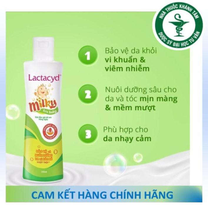 ! ! Sữa tắm gội trẻ em Lactacyd Milky - Lactacyd BB - Lactacyd em bé - giảm rôm sảy, hăm kẻ