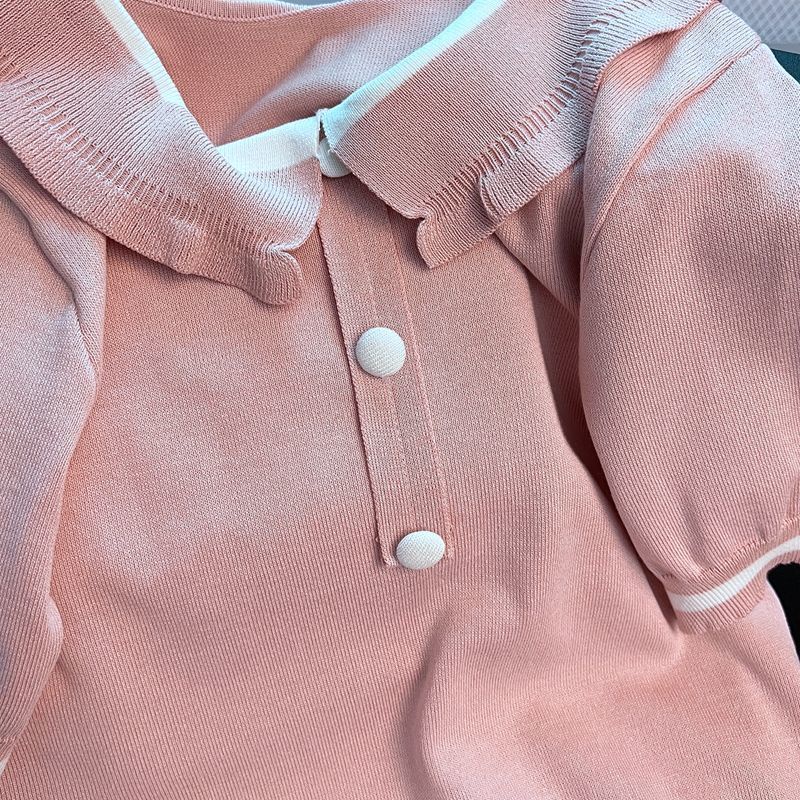 Áo Thun Dệt Kim Cổ Polo Tay Ngắn Thời Trang Mùa Hè Hàng Mới Dành Cho Bạn Nữ