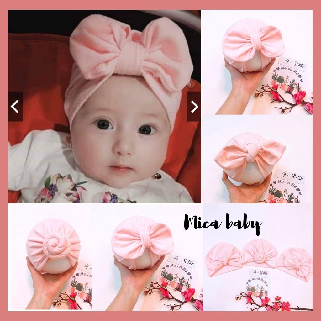 Mũ turban hồng baby đáng yêu cho bé Mica Baby MTB91