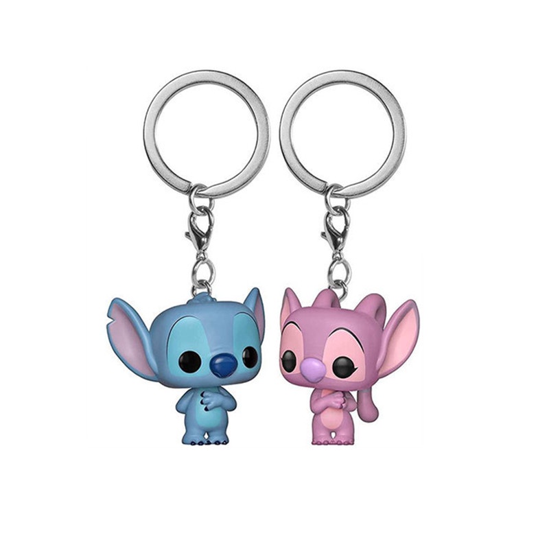 DISNEY Set 2 Móc Khóa Funko POP Hình Chuột Mickey Minnie Lilo & Stitch Dễ Thương