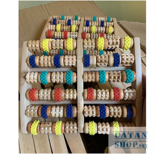 Cây massage chân bằng Gỗ cao cấp, Cây lăn chân 6 thanh Gỗ siêu tiện dụng-GD437-Massage-ChanGo