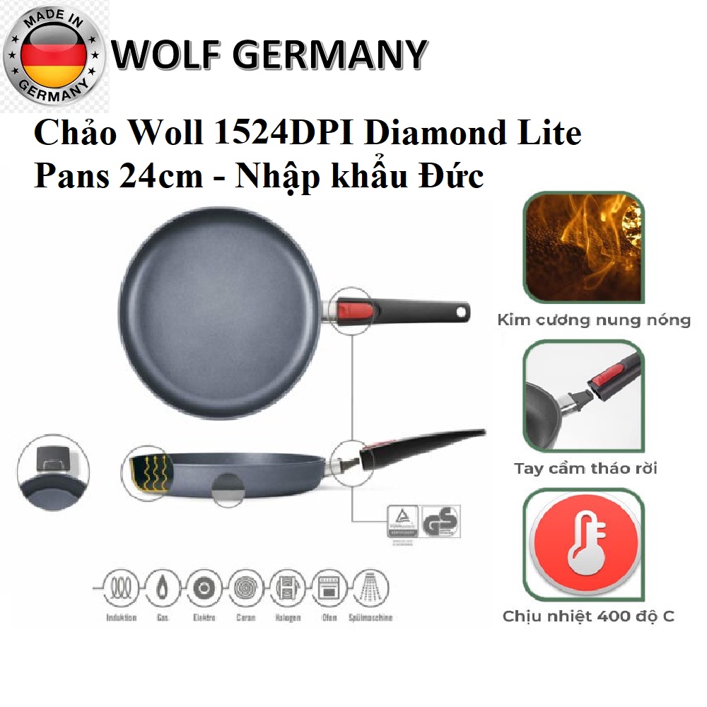 Chảo Woll 1524DPI Diamond Lite Pans 24cm - Nhập khẩu Đức