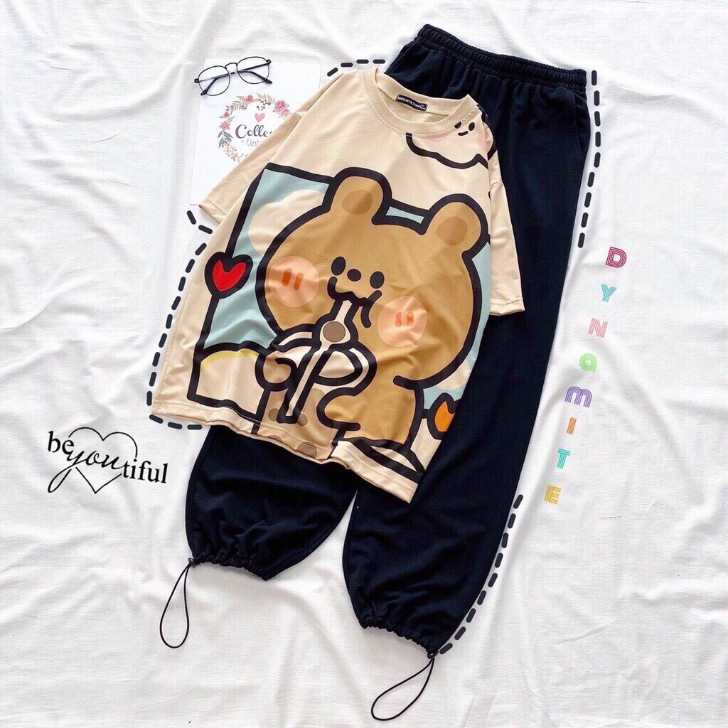 Bộ ngủ hoạt hình gấu freesize chất cotton - MYL Fashion