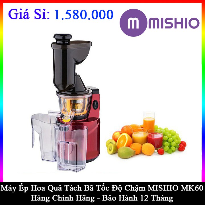 Máy ép chậm hoa quả Mishio MK60  công suất 150W giữ lại 90% vitamin bảo hành 12 tháng