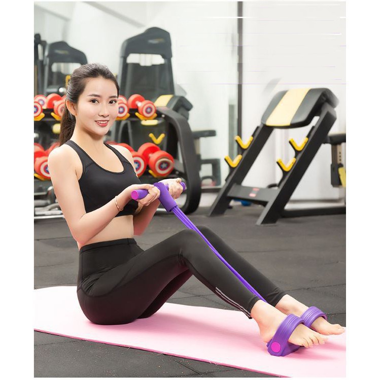 Dây kéo đàn hồi 4 ống cao su, dây tập thể dục, tập gym, tập cơ bụng thông minh tại nhà - Moon Shop