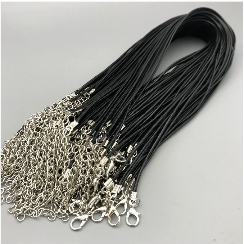 Vòng cổ sáp da đen size 1.5MM & 2mm