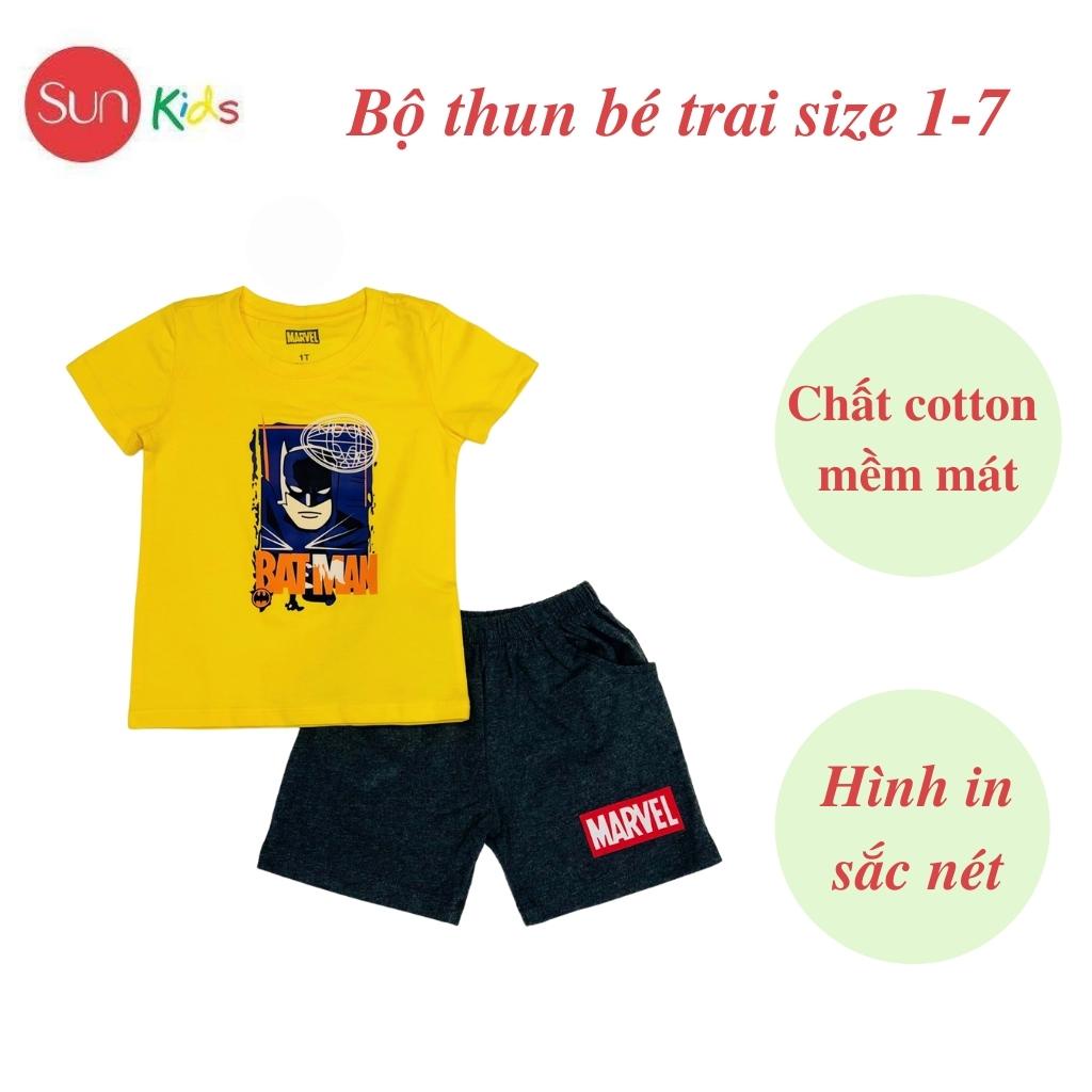 Đồ bộ bé trai, đồ bộ trẻ em chất thun cotton, size 1-7 tuổi, có nhiều màu - SUNKIDS