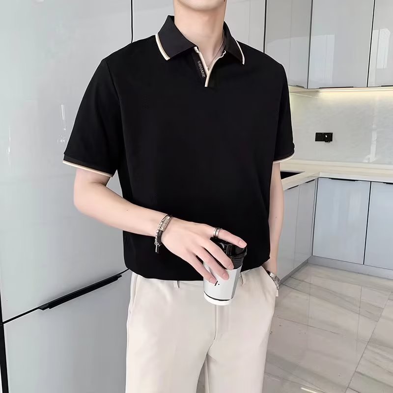 Áo Thun POLO Tay Ngắn Dáng Rộng In Chữ Cỡ Lớn M-3XL Phong Cách Hàn Quốc Thời Trang Cho Nam