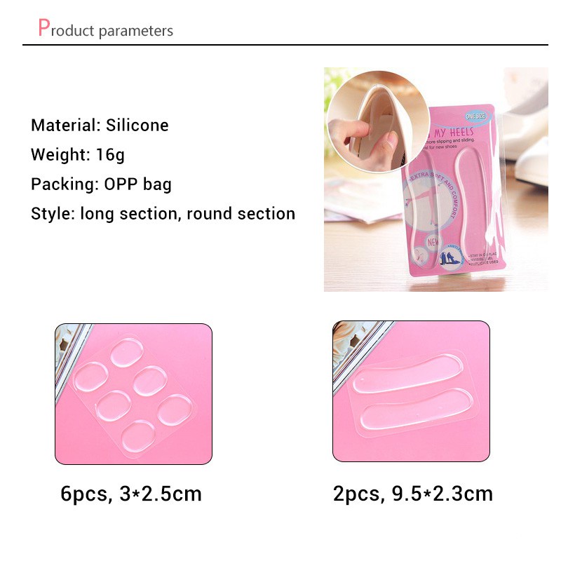 Set 2 Miếng Lót Giày Bằng Silicone Giúp Giảm Đau Cho Nữ