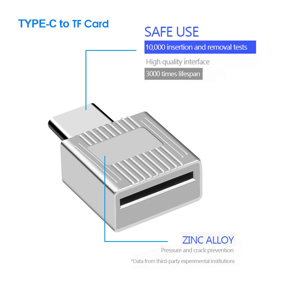 Mini Metal Type C Micro SD TF Memory Card Reader USB 3.1 High Speed