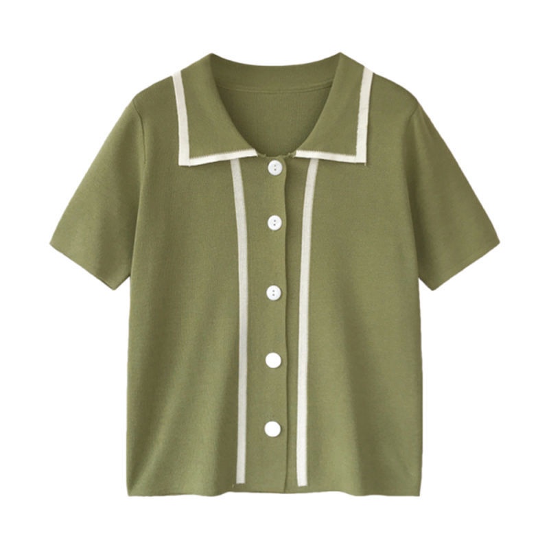 Áo Sweater Tay Ngắn Kiểu Hàn Quốc Dễ Thương 175243 Áo Thun Polo Tay Ngắn Dáng Rộng Màu Sắc Trẻ Trung Xinh Xắn Dành Cho Nữ