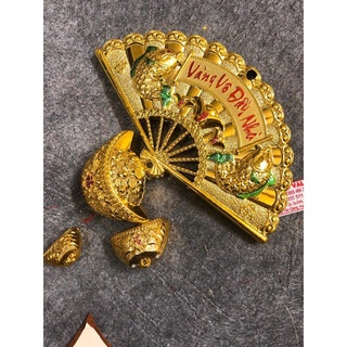 thỏi vàng,quạt vàng,đồng tiền vàng trang trí oản tài lộc.trang trí tết