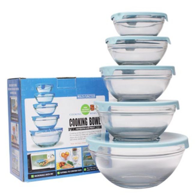 Bộ 5 Tô Thủy Tinh Cooking Bowl(Kingmart68)