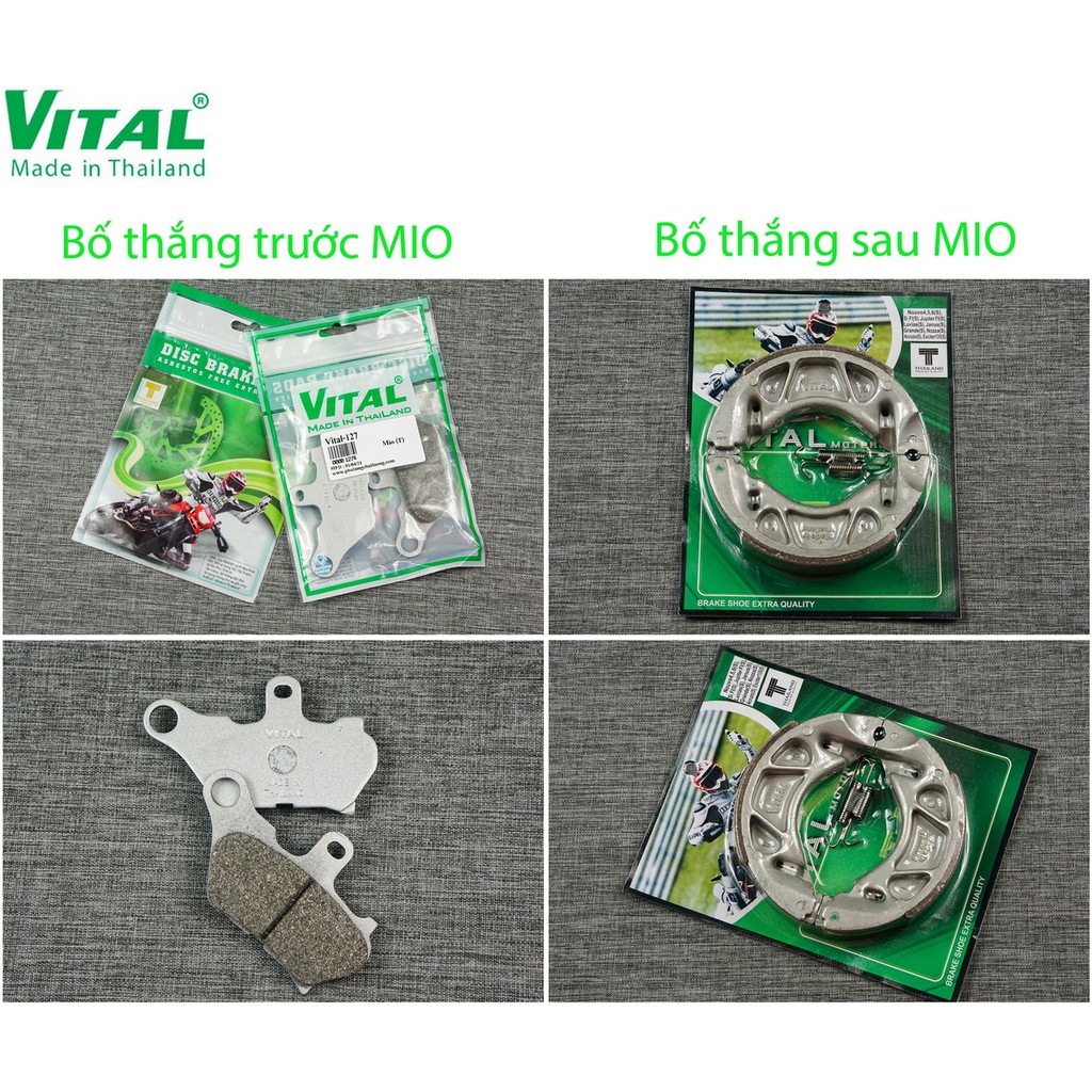 Bố thắng trước + sau MIO hiệu VITAL- má phanh xe máy, bố thắng đĩa VITAL chính hãng Thái Lan