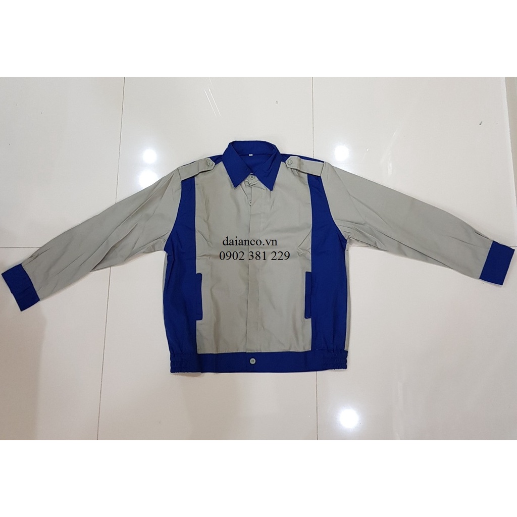 Quần áo bảo hộ lao động ghi phối xanh không xù lông, thoáng mát DA05