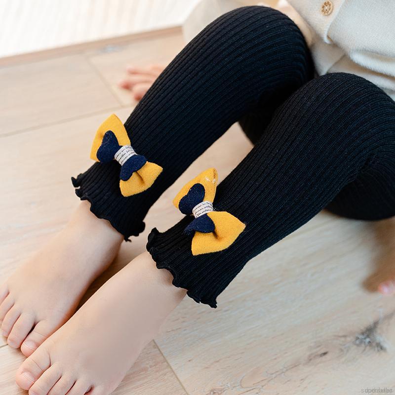 Quần legging phối nơ thời trang thu đông xinh xắn cho bé gái
