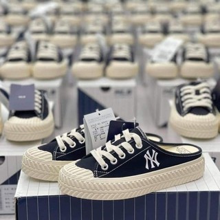 Giày Đạp Gót MLB NY Chính Hãng 🔴SIMPLE SNEAKER🔴 Giày Sục MLB Mule Playball Origin 3 Màu Đen Trắng Full Box Chuẩn Auth