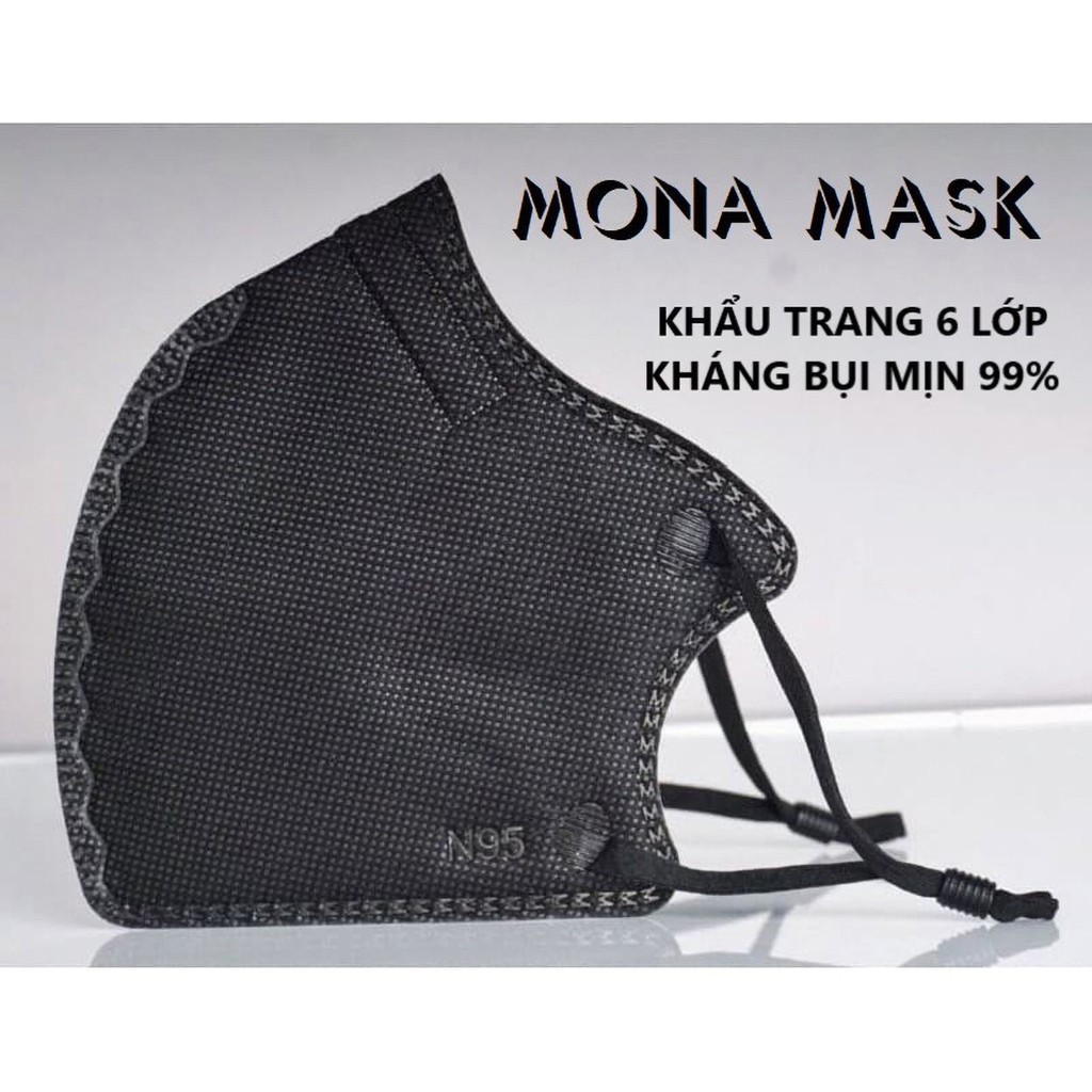 Khẩu Trang 3D mask Y Tế N99 Cao Cấp 6 Lớp Bảo Vệ ngăn 99% Bụi Siêu Mịn có kích thước từ 0,3 Micromet Mona Mask 3 cái/set