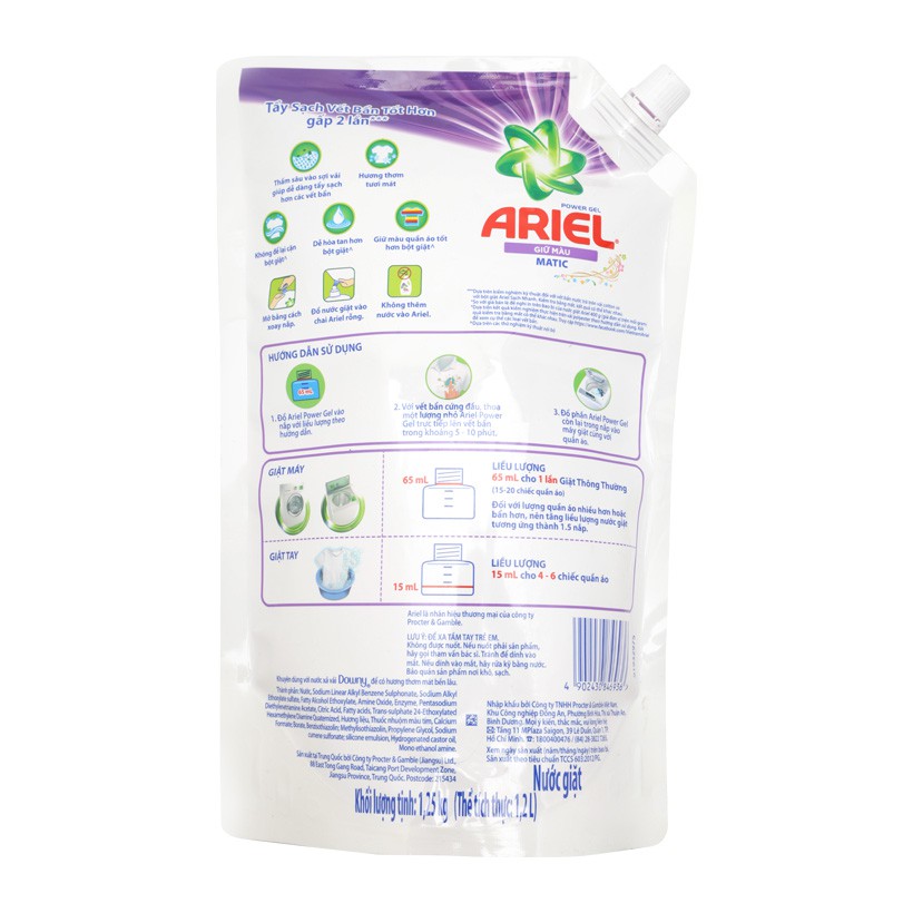 Nước giặt Ariel đậm đặc giữ màu túi 1.25kg