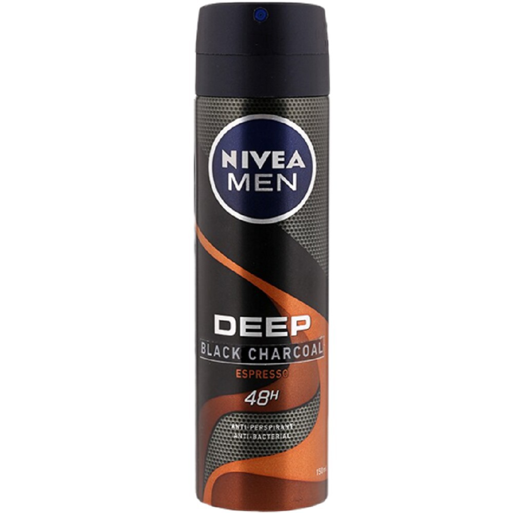 Xịt khử mùi thơm mát suốt ngày dài dành cho Nam NiveaMen Deep Black Carbon 150ml - Hàng Chính hãng