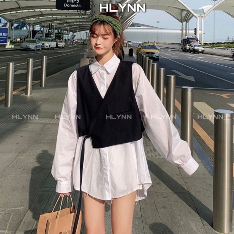 Set áo sơ mi form rộng và gile m83 | BigBuy360 - bigbuy360.vn