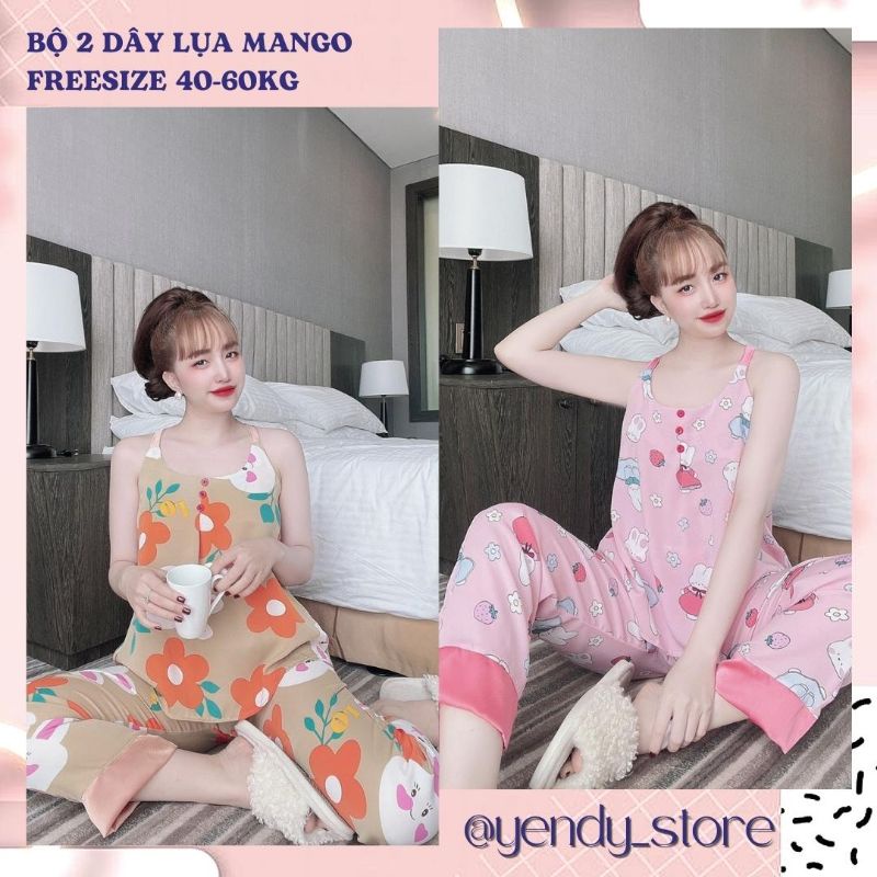 Đồ Bộ Mặc Nhà - Bộ 2 Dây Cổ Yếm Lụa Mango