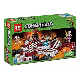 GIÁ RẺ NHẤT -Đồ chơi Lego Minecraft 21130 Lepin 18024 -Xếp hình Đường sắt trong hầm 343 khối