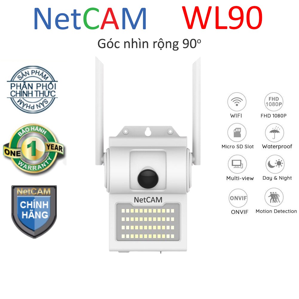 Camera IP Wifi NetCAM WL90 1080P góc quan sát 90 độ