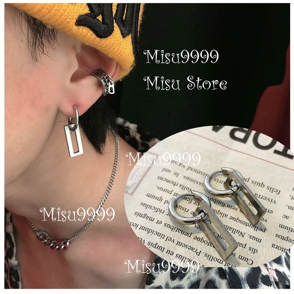 Khuyên titan tròn classic ft chữ nhật dẹt