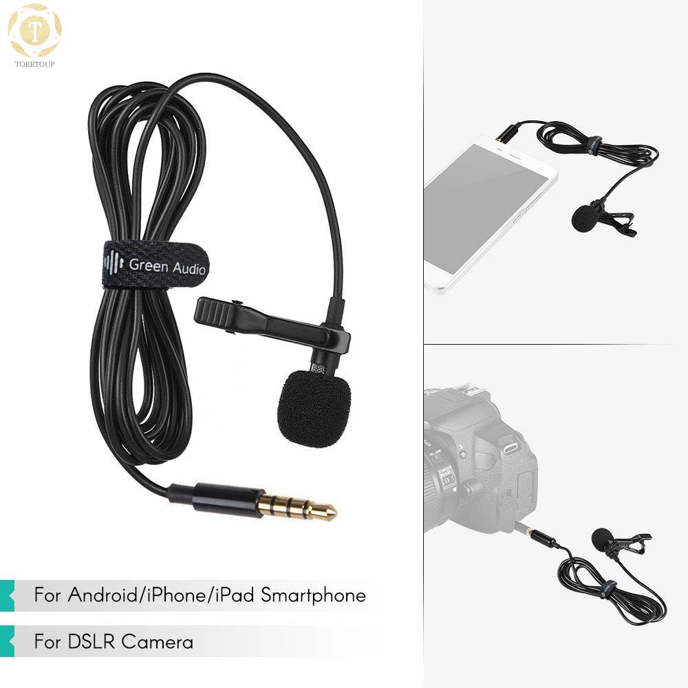 Shipped within 12 hours】 Mini Clip-on Lavalier Microphone Lapel Condenser Mic with 3.5mm Plug Compatible with iPhone iPad Android Smartphone DSLR Camera PC Laptop Microphone [TO]