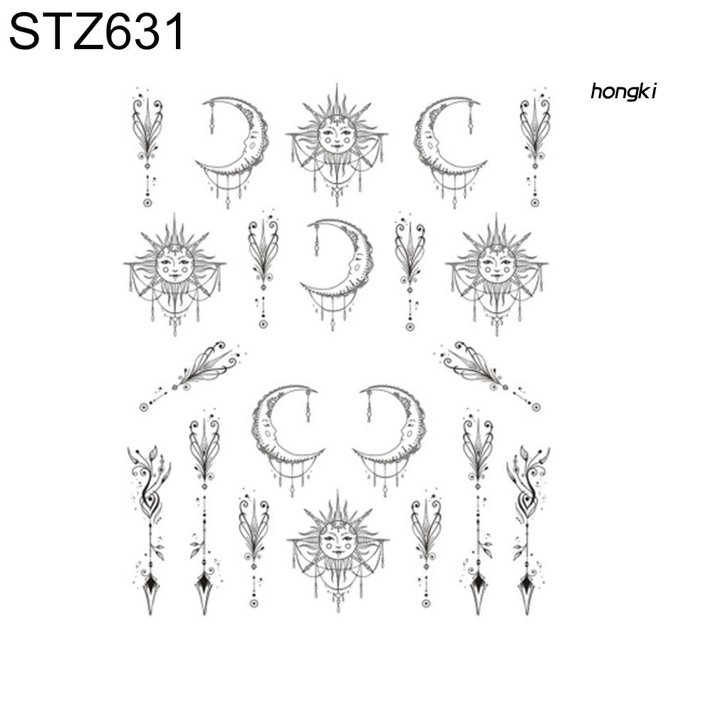 [Hàng mới về] Miếng Dán Trang Trí Móng Tay Họa Tiết Hoa Lông Vũ Đơn Giản