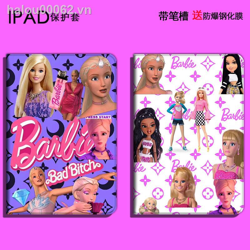 ▽✿Ready stock✿ ipad case Applicable protective cover Barbie Apple Princess 2018  air computer mini 2 with pen slot 3 cute 4 creative 5 personality pro girl powder 10.2 all-inclusive anti-fall soft