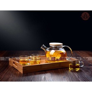 Set ấm thuỷ tinh 1 lít + 6 chén quai 100ml