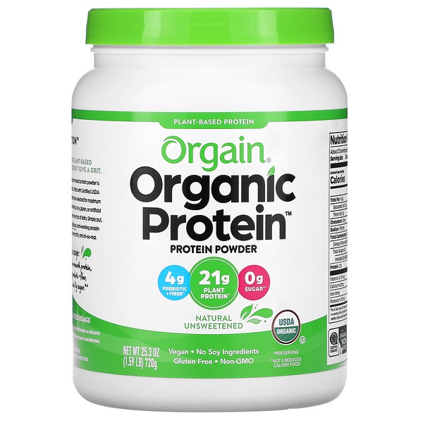 Bột Đạm thực vật protein hữu cơ nguyên vị không đường không chất tạo ngọt Orgain Organic 720g