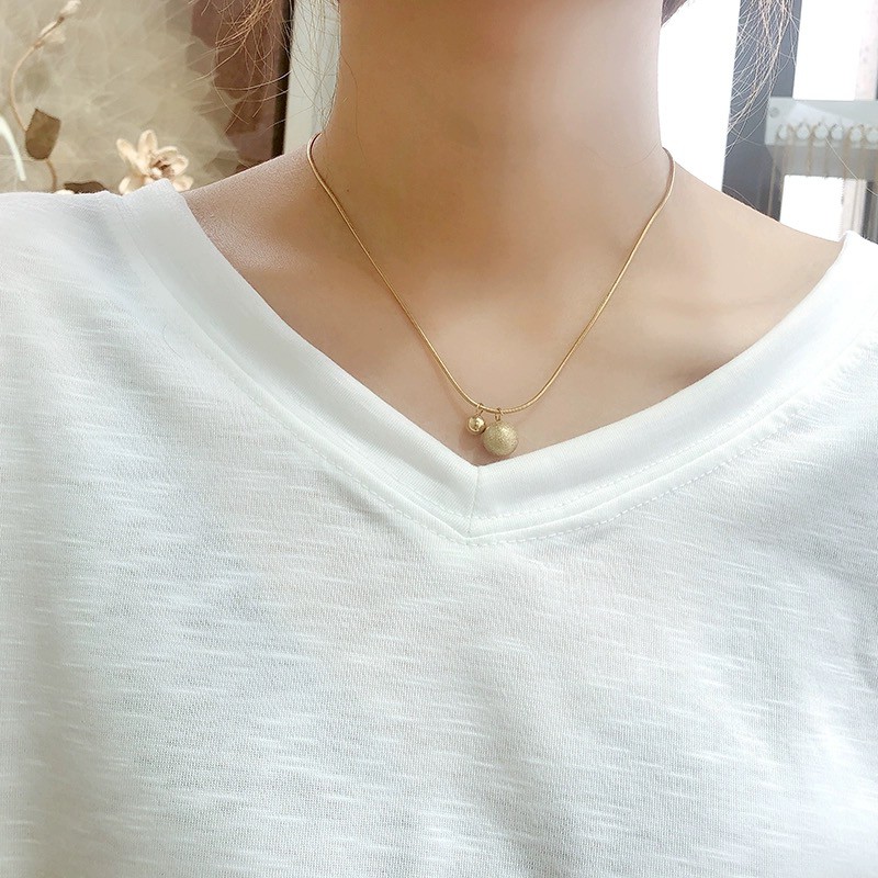 Dây Chuyền Ngắn Bằng Thép Titan Mặt Hạt Tròn Nhỏ Màu Trơn Không Phai Màu Phong Cách Đơn Giản Làm Quà Tặng Cho Nữ Zhoujia