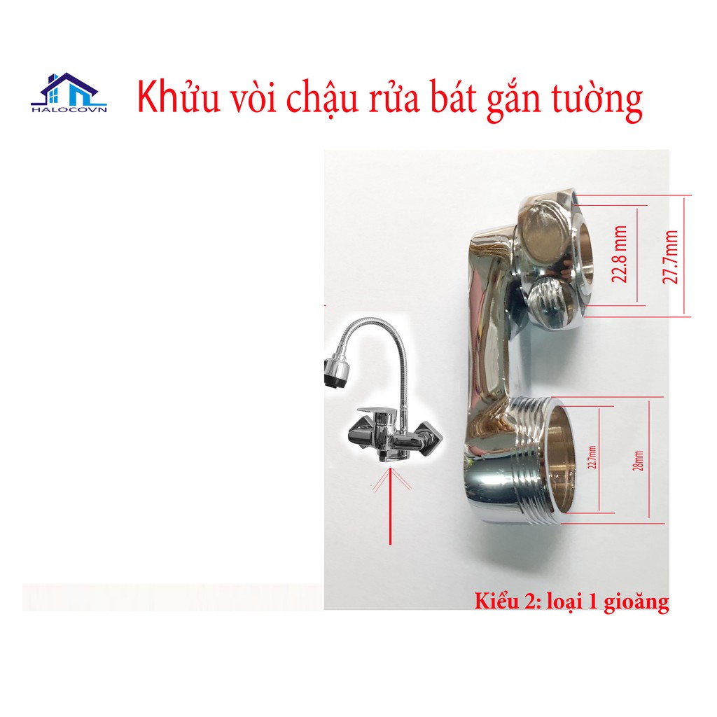 Khửu vòi chậu rửa bát gắn tường