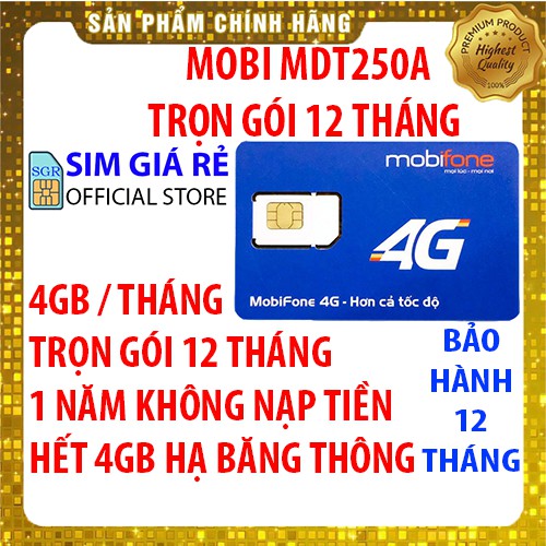 Sim 4G Mobifone trọn gói 1 năm không nạp tiền MDT250A và MDT135A/F250