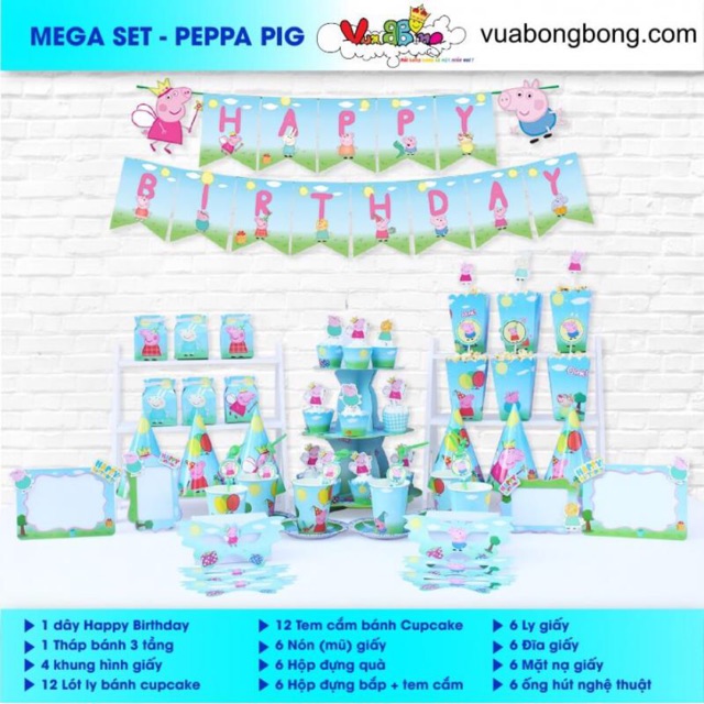 Set trang trí mega heo peppa