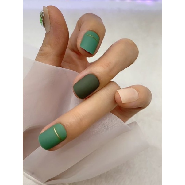{Nailbox 203 XANH ĐÁ - Sẵn Keo sau móng} - HỘP 30 MÓNG DÁN CAO CẤP GODDEED BỘ SƯU TẬP MÓNG DÁN CAO CẤP