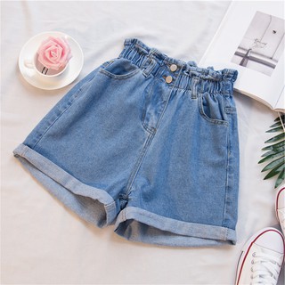 [Sẵn] Quần Short Denim Nữ Lưng Thun Cạp Cao