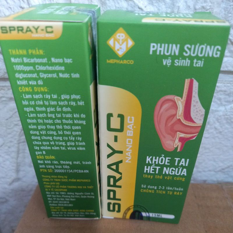Xịt vệ sinh tai SPRAY C 15ml tan ráy sạch tai hết ngứa