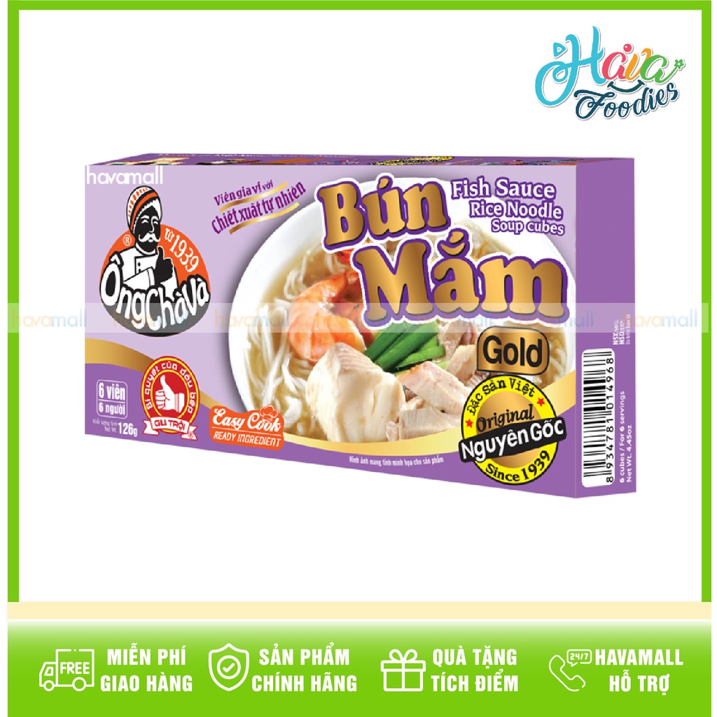 [HÀNG CHÍNH HÃNG] Viên Gia Vị Bún Mắm Ông Chà Và (6 Viên) 126gr