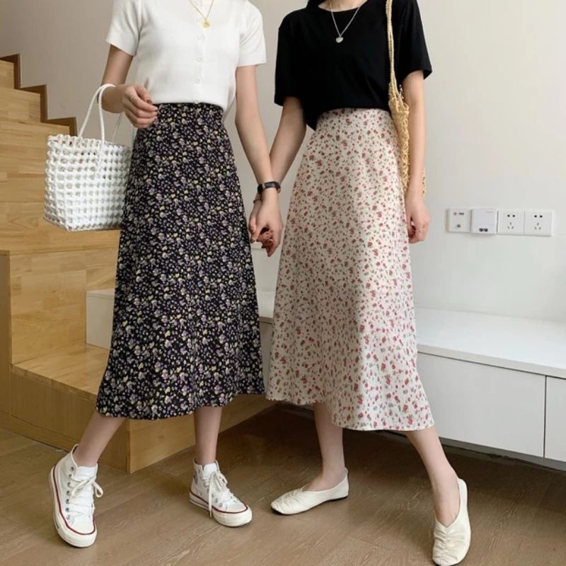 [Chân váy hoa nhí vintage] Váy hoa nhí, chân vái dài họa tiết hoa nữ tính ulzzang | BigBuy360 - bigbuy360.vn
