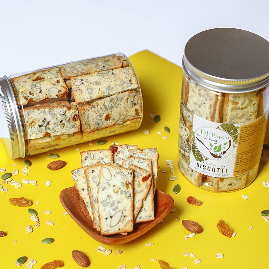 Bánh BISCOTTI Nguyên Cám Vị Vani Đẹp Store - Bánh Ngũ Cốc Nướng Ăn Kiêng Không Đường