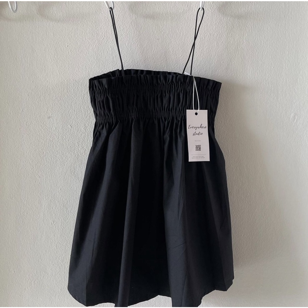 ÁO HAI DÂY TRƠN CHUN NGỰC CHẤT COTTON BỘT THOẢI MÁI - EWY TOP