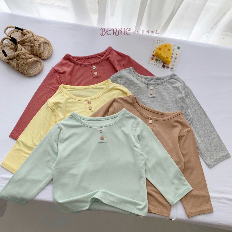 Áo cotton dài tay cổ tròn unisex cho bé, áo thu đông mềm mịn