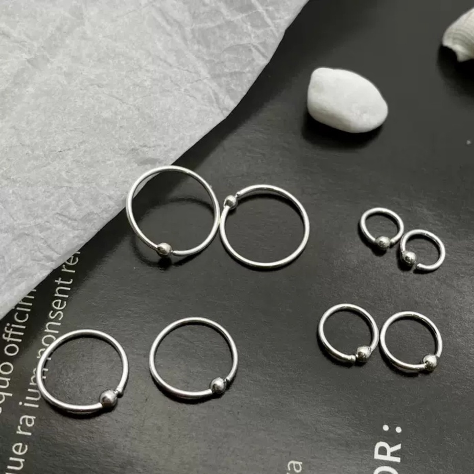Khuyên tai tròn titan thời trang nữ nam bông tai độc đáo