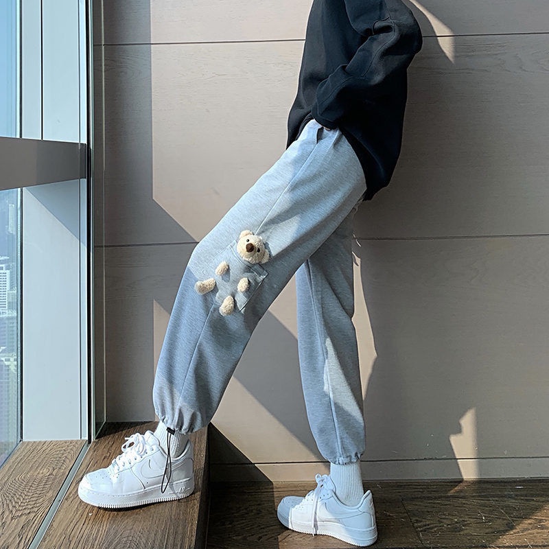 Quần Dài Thể Thao Dáng Rộng Lót Lông Cừu Thời Trang Mùa Thu Cho Nữ