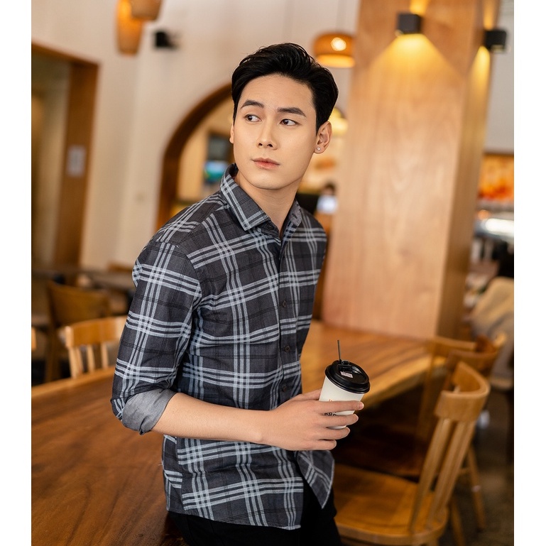 Áo Sơ Mi Jeans Kẻ Nam Dài Tay Trẻ Trung Basic Kẻ Sọc Ô Vuông Genviet D3121M2158